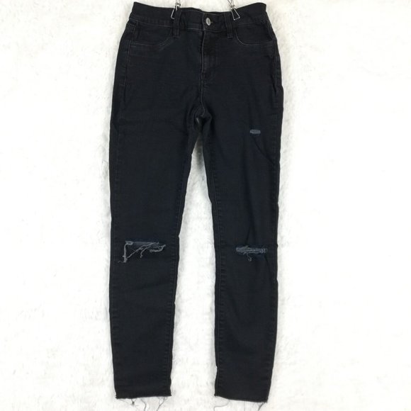 Pacsun Womens Jeans Ankle Jeggings Blue Denim Indigo Wash Ripped‎ Raw Hem 24 - Picture 1 of 15